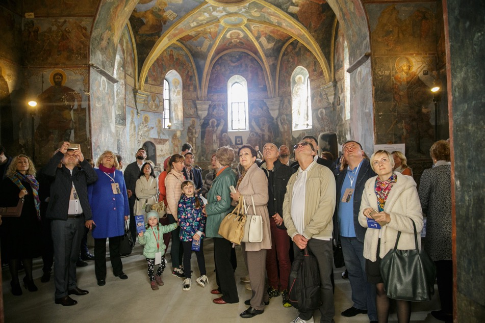 Inside the restored Church of the Saviour at Berestovo